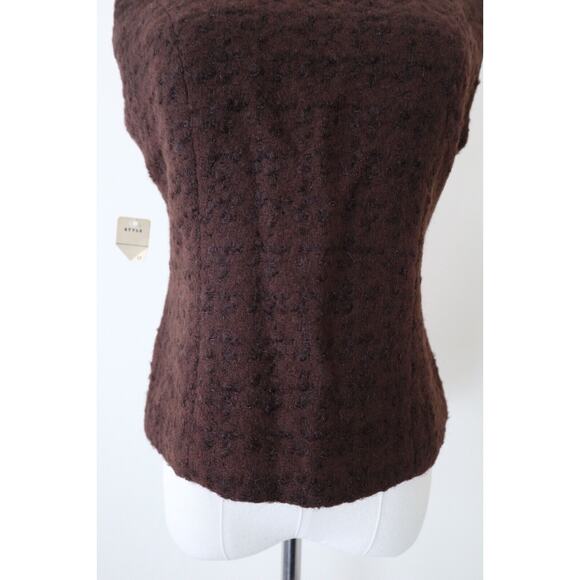 NWT Vintage 1950s Wooly Shell Top Sleeveless Brown Metal Zipper Back - Picture 4 of 12